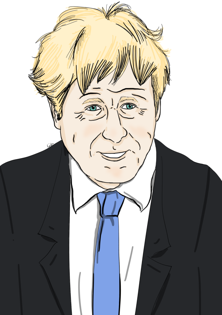Retrato ilustrado de Boris Johnson