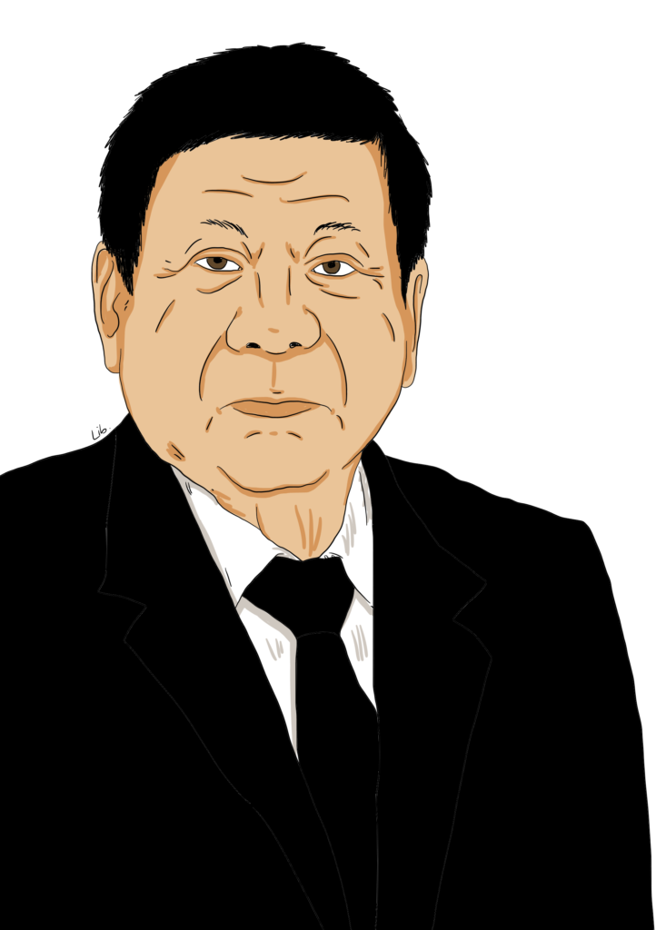 Retrato ilustrado de Rodrigo Duterte