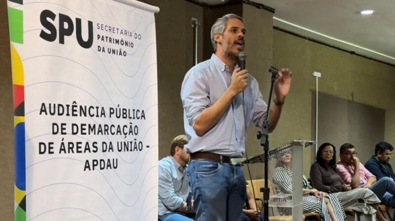 O superintendente da SPU em MS, Tiago Botelho, durante a audiência. Foto: Divulgação