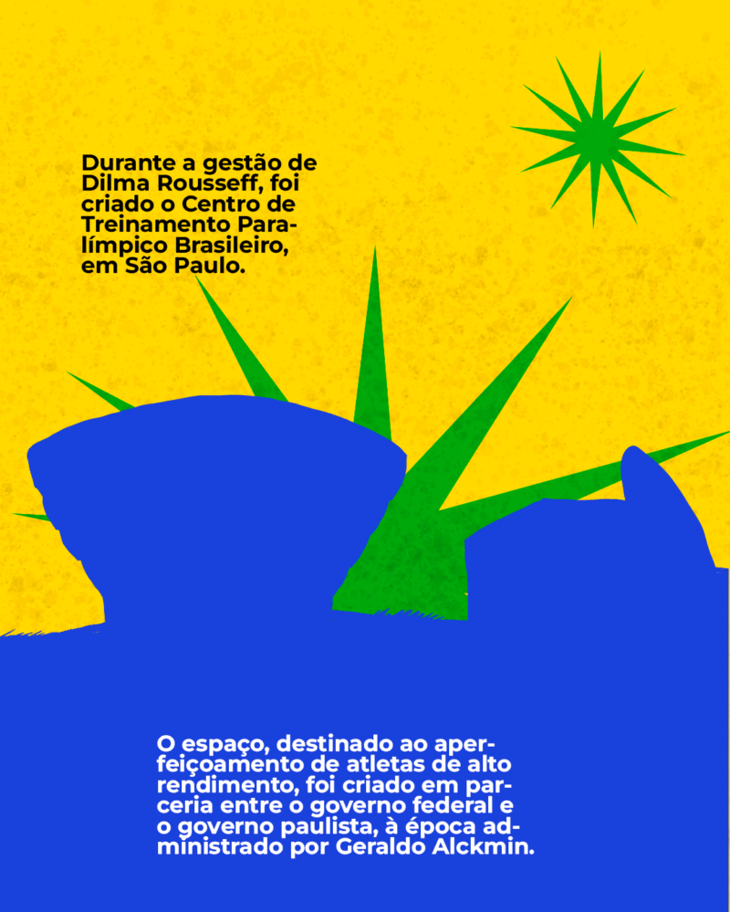 Durante a gestão de Dilma Rousseff, foi criado o Centro de Treinamento Paralímpico Brasileiro, com sede em São Paulo. O espaço, destinado ao aperfeiçoamento de atletas de alto rendimento, foi criado em parceria entre o governo federal e o governo paulista, à época sob administração de Geraldo Alckmin.